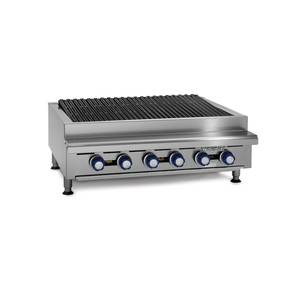 Imperial IRB-72 72" Countertop Radiant Gas Charbroiler w/ Slanted Grates
