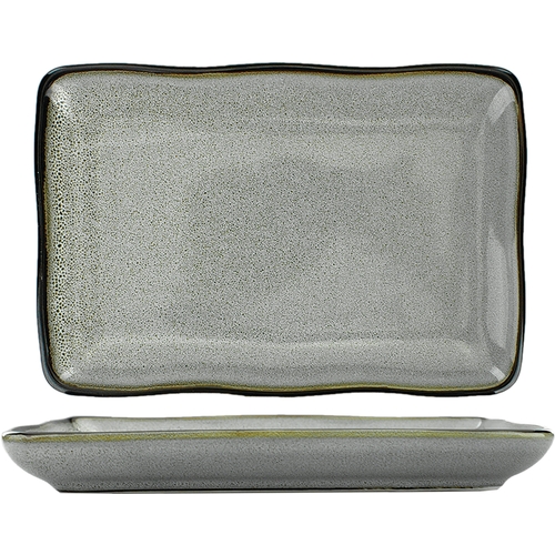International Tableware, Inc LU-64-AS Luna 6" x 4" Ash Stoneware Rectangular Platter- 3 Doz