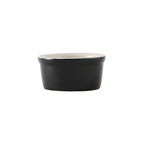 Tuxton China Inc B4X-025 DuraTux 2-1/2 oz. Black/Eggshell Round Ramekin - 4 Doz