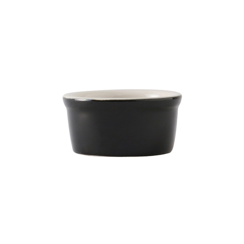 Tuxton China Inc B4X-035 DuraTux 3-1/2 oz. Black/Eggshell Ceramic Ramekin - 4 Doz