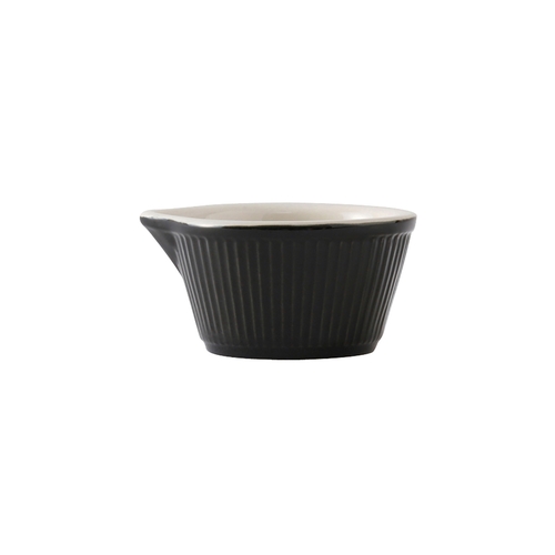 Tuxton China Inc B4X-0408 DuraTux 4 oz. Black/Eggshell Ceramic Ramekin - 4 Doz