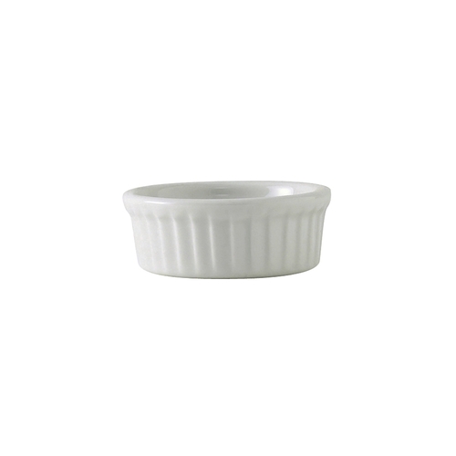 Tuxton China Inc BPX-0162 DuraTux 1.5 oz. Porcelain White Round Fluted Ramekin - 4 Doz