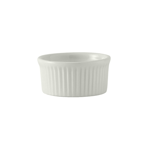 Tuxton China Inc BPX-0502 DuraTux 5 oz. Porcelain White Fluted Round Ramekin - 4 Doz