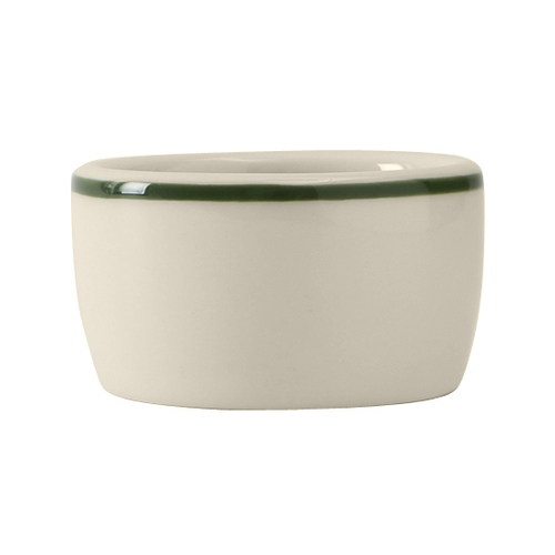 Tuxton China Inc DNX-0203 DuraTux 2 oz. Eggshell w/ Green Band Ramekin/Cheese Pipken