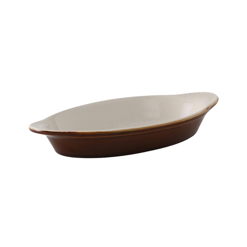 Tuxton China Inc B1N-080 DuraTux 8 oz. Caramel/Eggshell Ceramic Welsh Rarebit - 1 Doz