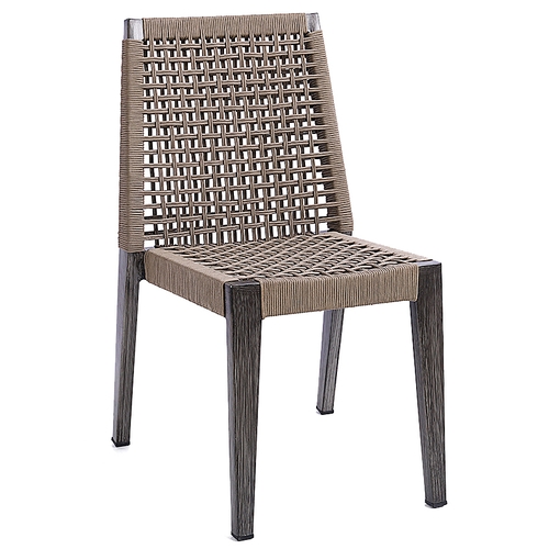 H&D Commercial Seating 7213 Stackable Aluminum Indoor/Outdoor Chair w/ Poly Rope Back