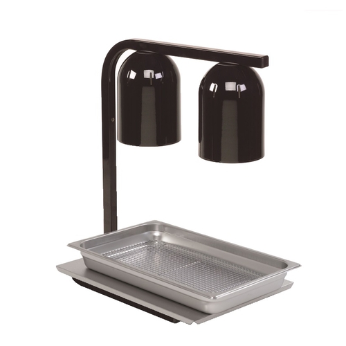 Nemco 6000A-2B Freestanding Black Infrared Heating Lamp w/ Two Bulbs - 120v