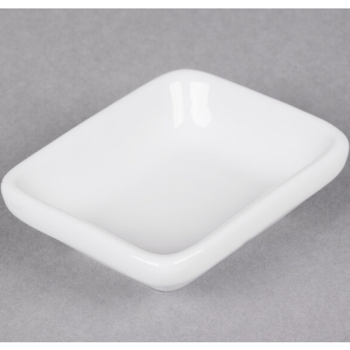 Tuxton China Inc BPZ-033B DuraTux 2 oz. Porcelain White Rectangular Sauce Dish - 4 Doz