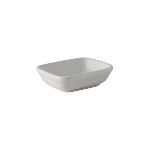 Tuxton China Inc BWZ-040B DuraTux 4 oz. White Ceramic Rectangular Sauce Dish - 2 Doz