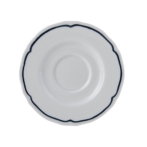 Tuxton China Inc SBE-050 Charleston 5" Diameter Porcelain White w/ Blue Band Saucer