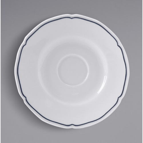 Tuxton China Inc SBE-054 Charleston 5.5" Dia. Blue/Porcelain White Ceramic Saucer