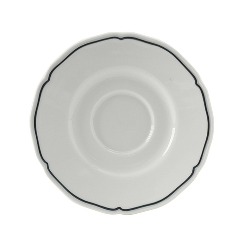 Tuxton China Inc SBE-060 Charleston 6" Dia. Porcelain White with Blue Band Saucer 