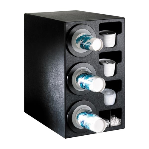 Dispense-Rite BFL-C-3BT Black Polystyrene 13"x 23" Adjustable Cup Dispensing Cabinet