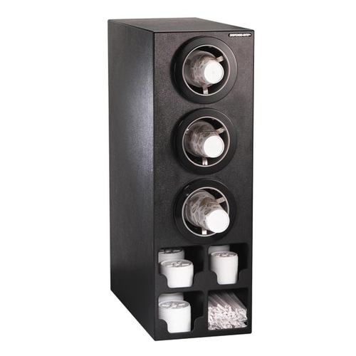 Dispense-Rite CTC-M-3BT Black Polystyrene 13"x 23" Adjustable Cup Dispensing Cabinet