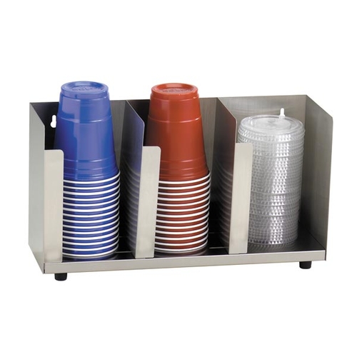 Dispense-Rite CTLD-15 Stainless Steel 3-Section Adjustable Cup & Lid Organizer