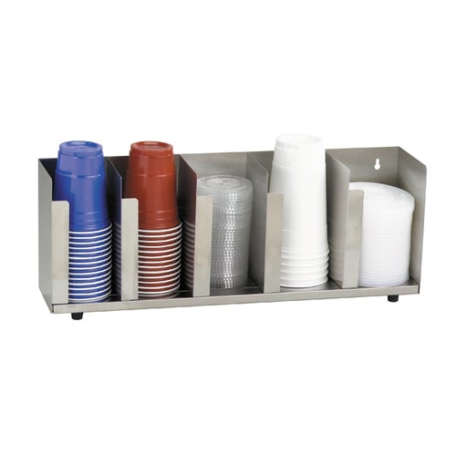 Dispense-Rite CTLD-22 Stainless Steel 5-Section Adjustable Cup & Lid Organizer