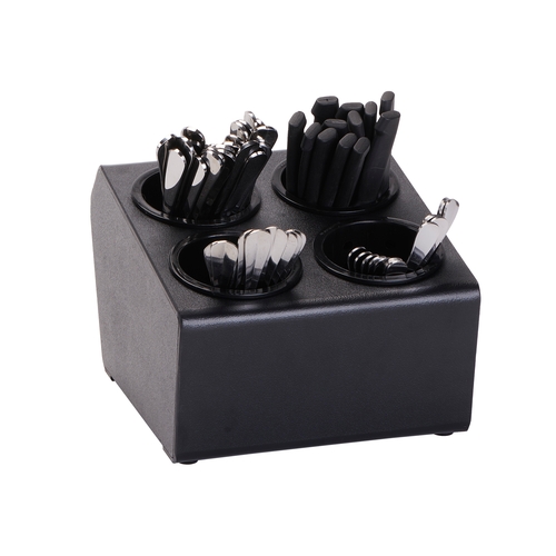 Dispense-Rite CTSH-4BT Black Polystyrene 4-Compartment Flatware Organizer