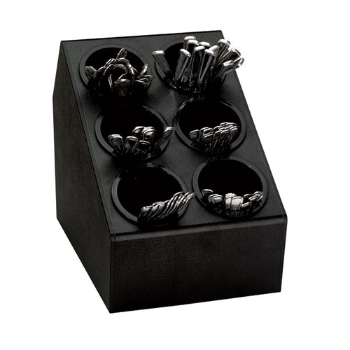 Dispense-Rite CTSH-6BT Black Polystyrene 6-Compartment Flatware Organizer
