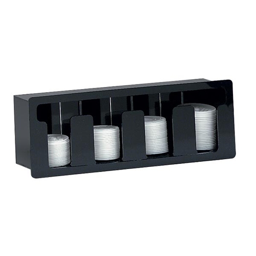 Dispense-Rite FML-4 Black Acrylic 21"x5.38" 4-Compartment Built-In Lid Dispenser