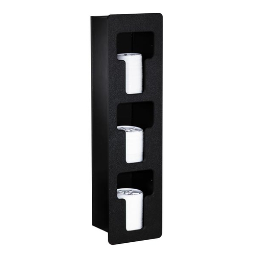 Dispense-Rite FMVL-3 Black Polystyrene 7" x 5.5" 3-Section Built-In Lid Organizer