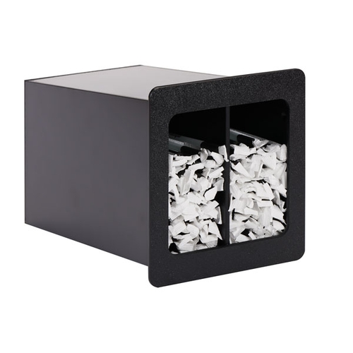 Dispense-Rite FMVS-2LBT Black Polystyrene 6.5" x 11" 2-Section Built-In Straw Holder