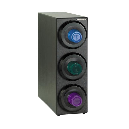 Dispense-Rite SLR-S-3BT Black Polystyrene 8" x 23" 3-Section Cup Dispensing Cabinet