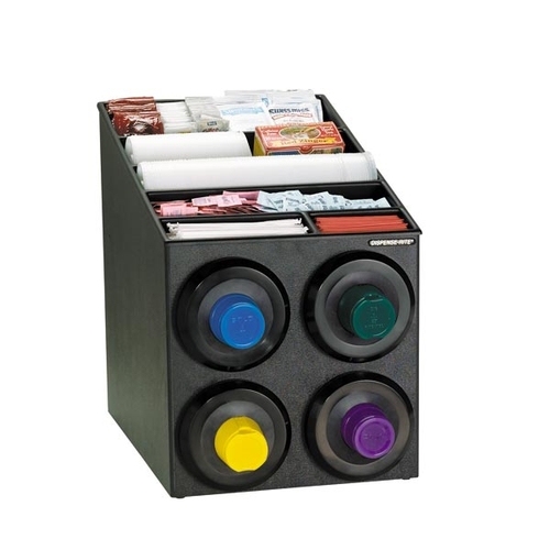 Dispense-Rite SLR-SL-2X2BT Black Polystyrene 16.5"x 24"4-Section Cup Dispensing Cabinet