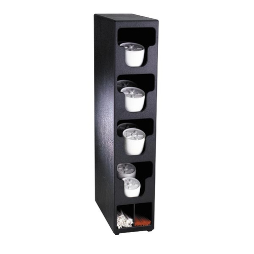 Dispense-Rite TLO-4BT Black Polystyrene 6.5" x 14" 4-Section Lid & Straw Organizer