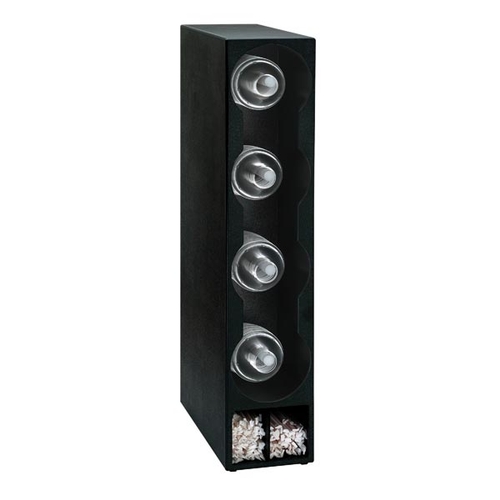 Dispense-Rite TLO-DL-4BT Black Polystyrene 6.5" x 14" Dome Lid & Straw Organizer