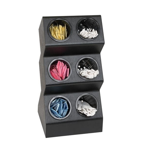 Dispense-Rite VSCH-6BT Black Polystyrene 6-Compartment Flatware Organizer w/ Insert