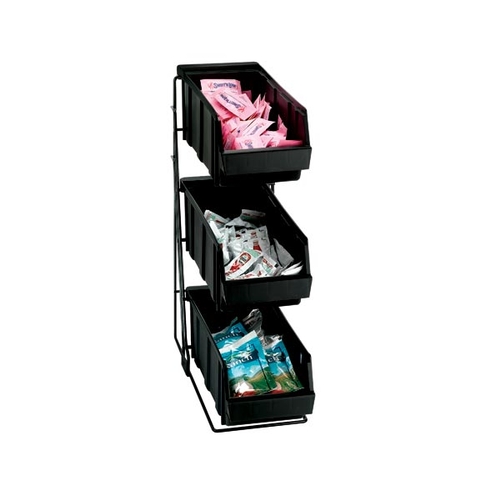Dispense-Rite WR-COND-3 5.75" x 15.75" Black Welded Wire 3-Section Bottle Organizer