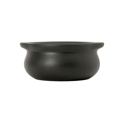Tuxton China Inc DBS-1203 DuraTux 12 oz. Matte Black Ceramic Onion Soup Crock - 1 Doz