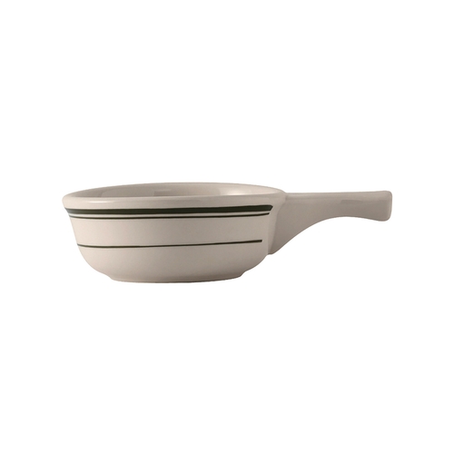 Tuxton China Inc TGB-048 Green Bay 10 oz. Eggshell/Green Band French Casserole Dish