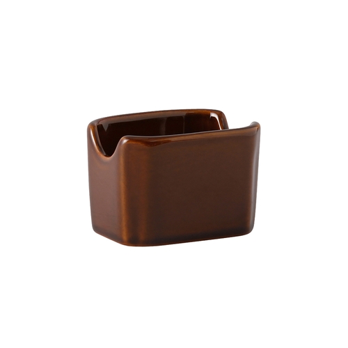 Tuxton China Inc BAQ-034 DuraTux 3-1/2" L Caramel Ceramic Sugar Packet Holder - 1 Doz