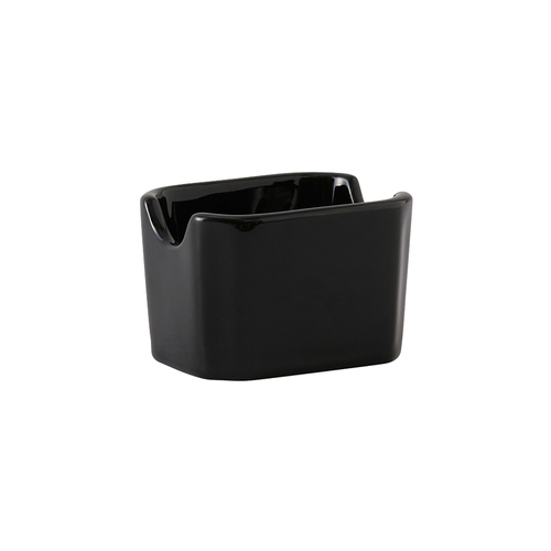 Tuxton China Inc BBQ-034 DuraTux 3-1/2" L Black Ceramic Sugar Packet Holder - 1 Doz 