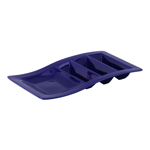 Tuxton China Inc GZC-800 TuxTrendz 14-5/8" x 8-5/8" Cobalt Ceramic Taco Plate