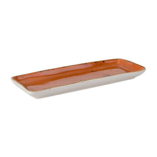 Tuxton China Inc GGC-551 Artisan Geode 13-3/4" Coral Ceramic Rectangular Tray - 1 Doz