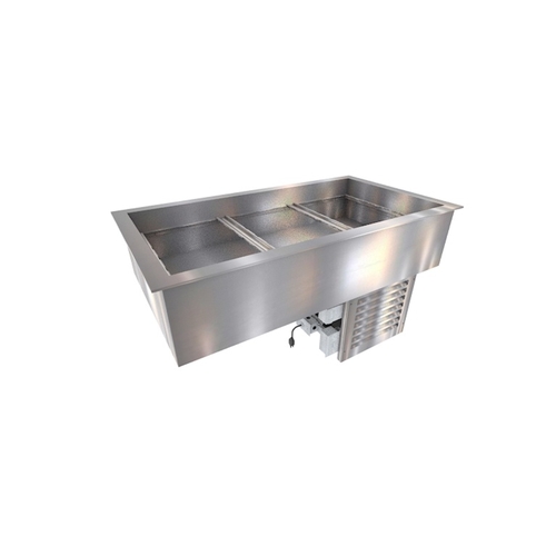 Duke Manufacturing CP3-SB-DC-D Refrigerated 3 Section Drop-In Cold Food Pan with Drain