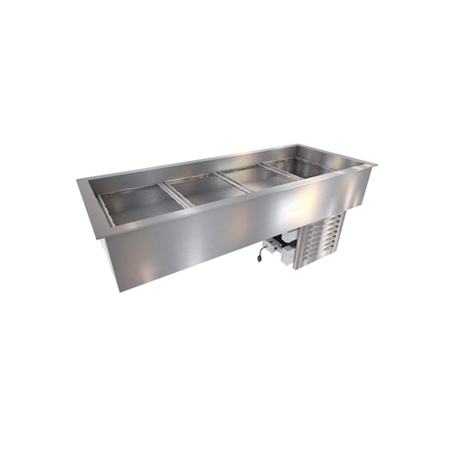 Duke Manufacturing CP4-SB-DC-D Refrigerated 4 Section Drop-In Cold Food Pan with Drain