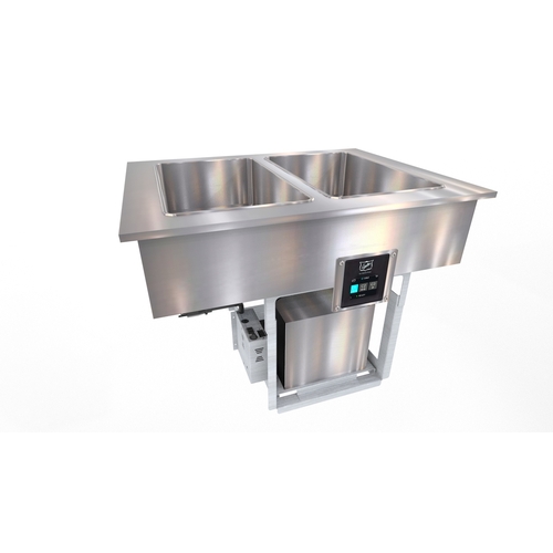 Duke Manufacturing FCP2-SB 2 Section Drop-In Flush Mount Cold Food Pan with Drain