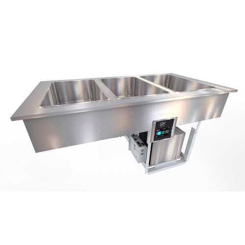Duke Manufacturing FCP3-SB 3 Section Drop-In Flush Mount Cold Food Pan with Drain