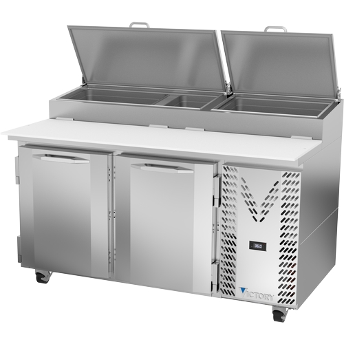 Victory Refrigeration VPP60HC 60" Stainless Steel Two-Section Pizza Prep Table 