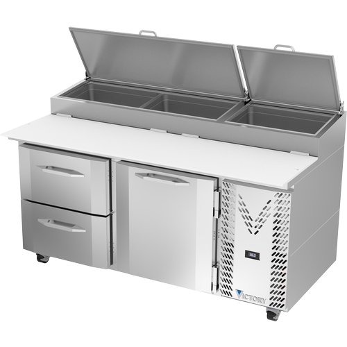 Victory Refrigeration VPPD67HC-2 67" Stainless Steel Two-Section 2 Drawer Pizza Prep Table 