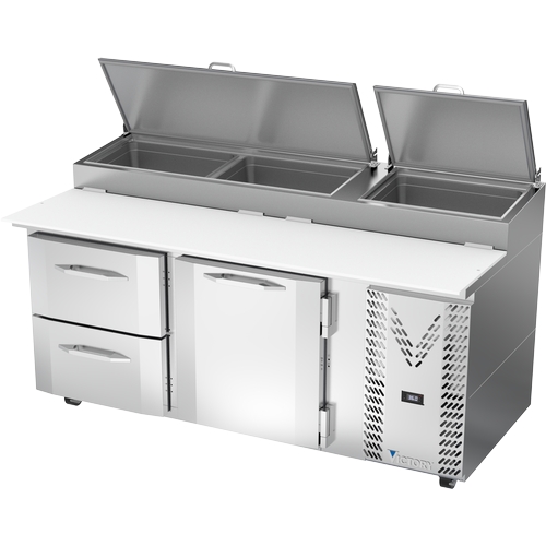 Victory Refrigeration VPPD72HC-2 72" Stainless Steel Two-Section 2 Drawer Pizza Prep Table 