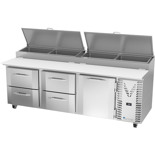 Victory Refrigeration VPPD93HC-4 93" Stainless Steel Two-Section Pizza Prep Table 