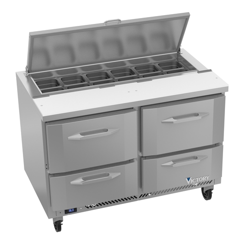 Victory Refrigeration VSPD48HC-12-4 UltraSpec™ 48" Two-Section Sandwich Prep Table 