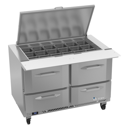 Victory Refrigeration VSPD48HC-18B-4 UltraSpec™ 48" Two-Section Sandwich Prep Table 