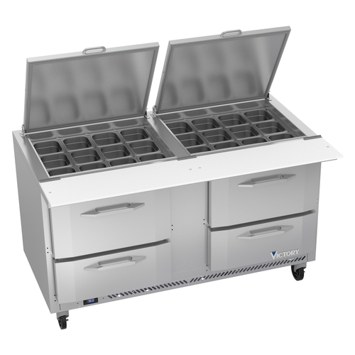 Victory Refrigeration VSPD60HC-24B-4 UltraSpec™ 60" (24) Pan Mega Top Prep Table w/ 4 Drawers