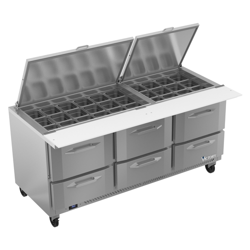 Victory Refrigeration VSPD72HC-30B-6 UltraSpec™ 72" (30) Pan Mega Prep Table w/ 6 Drawers