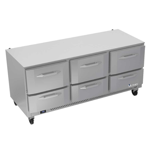 Victory Refrigeration VURD72HC-6 72" Three-Section 6 Drawer Undercounter Refrigerator